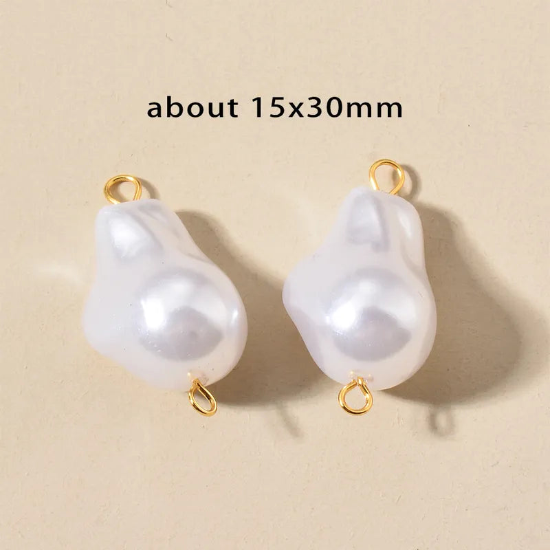 10 PCS/Package Stainless Steel Imitation Pearl Irregular Heart Shape Beads Baroque Style