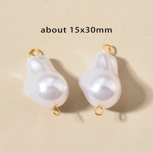 10 PCS/Package Stainless Steel Imitation Pearl Irregular Heart Shape Beads Baroque Style