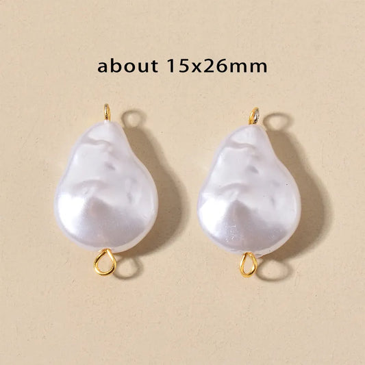 10 PCS/Package Stainless Steel Imitation Pearl Irregular Heart Shape Beads Baroque Style\