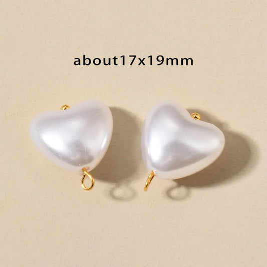 10 PCS/Package Stainless Steel Imitation Pearl Irregular Heart Shape Beads Baroque Style