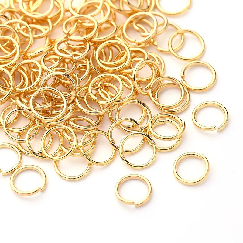 100 PCS/Package 6x0.9mm 7x0.9mm 8x0.9mm Hole 4~4.9mm Hole 5~5.9mm Hole 6~9.9mm 304 Stainless Steel 18K Gold Plated Circle Simple Solid Color Polished Open Jump Rings