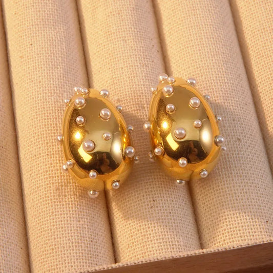 2 Pieces Set Simple Style Classic Style C Shape Irregular Plating Inlay 304 Stainless Steel Plastic 18K Gold Plated Ear Studs