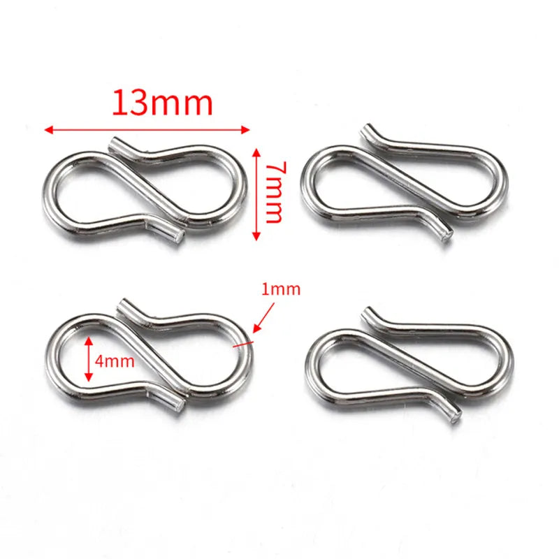 20 PCS/Package 13 * 7mm 304 Stainless Steel 18K Gold Plated Solid Color Polished Jewelry Buckle