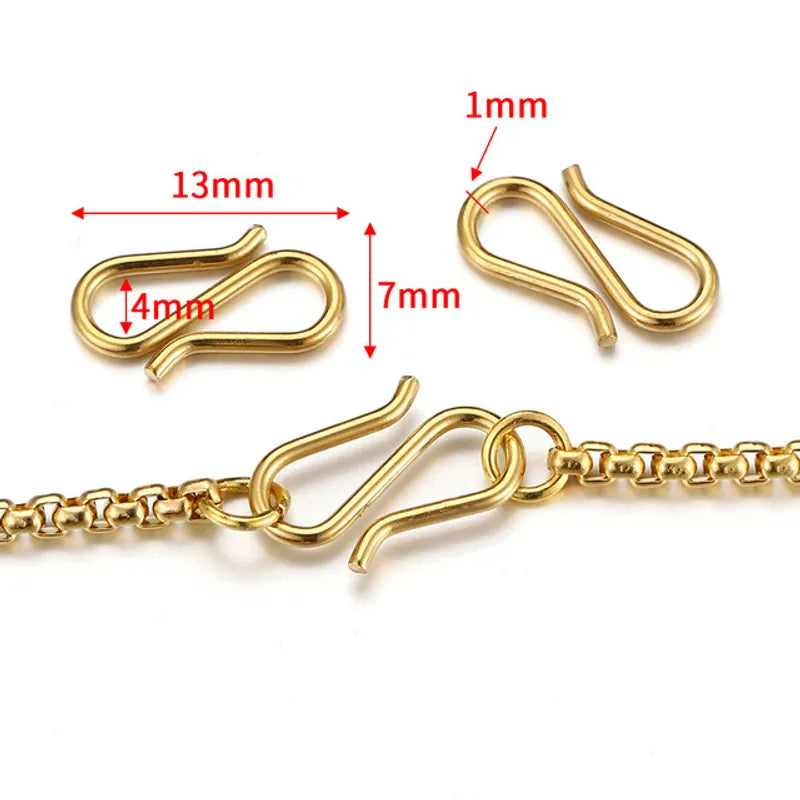 20 PCS/Package 13 * 7mm 304 Stainless Steel 18K Gold Plated Solid Color Polished Jewelry Buckle