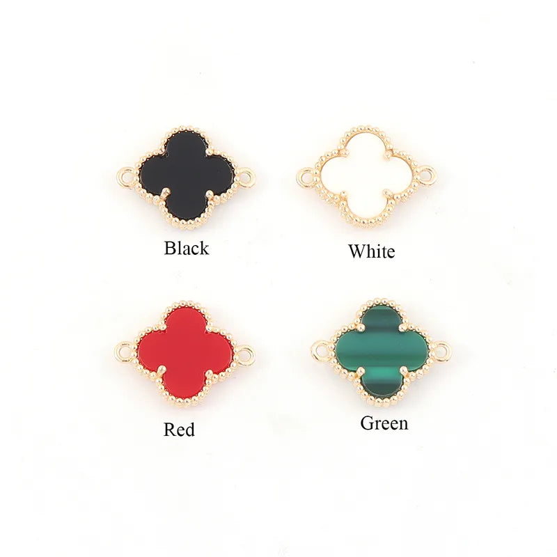 201 Stainless Steel Copper Cable Chain Four Leaf Clover Bracelets