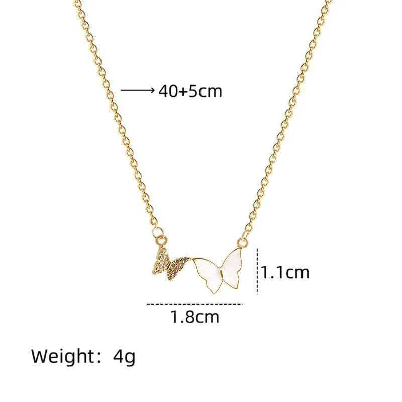 201 Stainless Steel Copper Gold Plated Plating Inlay Butterfly Zircon Pendant Necklace