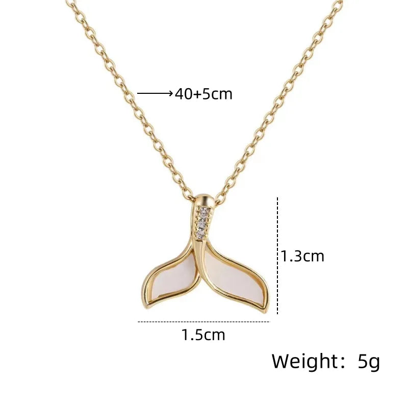 201 Stainless Steel Copper Gold Plated Plating Inlay Leaves Acrylic Zircon Pendant Necklace