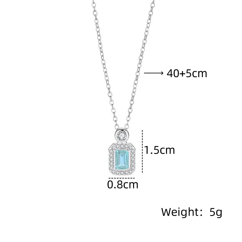 201 Stainless Steel Copper White Gold Plated Plating Inlay Solid Color Zircon Pendant Necklace