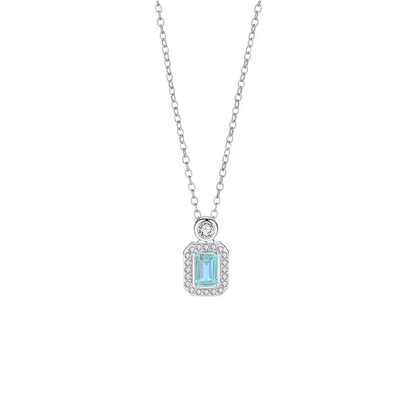 201 Stainless Steel Copper White Gold Plated Plating Inlay Solid Color Zircon Pendant Necklace