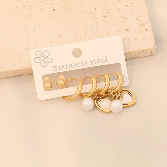 3 Pairs Simple Style Commute Star Plating 304 Stainless Steel 18K Gold Plated Drop Earrings