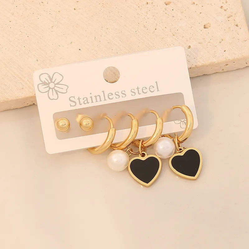 3 Pairs Simple Style Commute Star Plating 304 Stainless Steel 18K Gold Plated Drop Earrings (