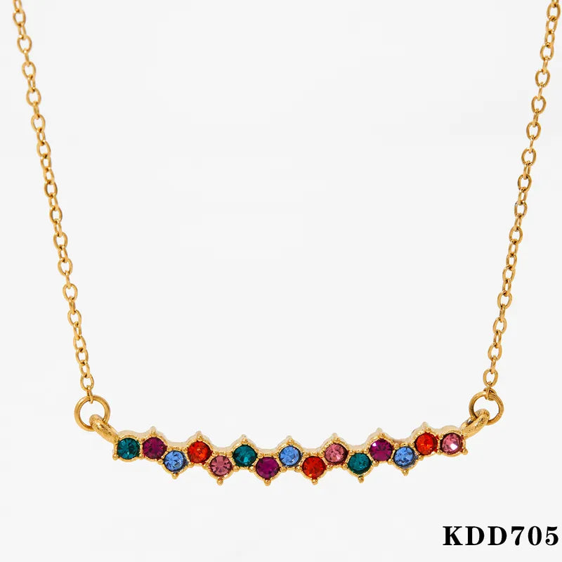 304 Stainless Steel 14K Gold Plated White Gold Plated Gold Plated Casual Inlay Geometric Artificial Rhinestones Necklace