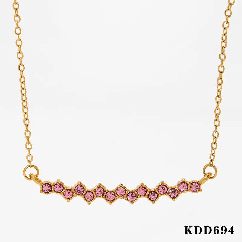 304 Stainless Steel 14K Gold Plated White Gold Plated Gold Plated Casual Inlay Geometric Artificial Rhinestones Necklace