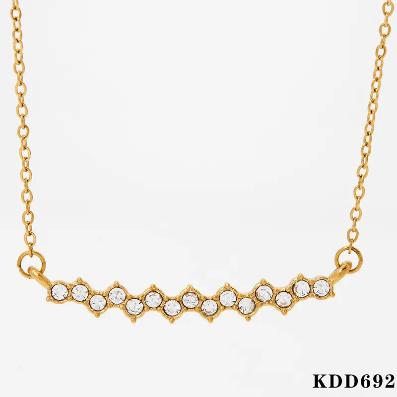 304 Stainless Steel 14K Gold Plated White Gold Plated Gold Plated Casual Inlay Geometric Artificial Rhinestones Necklace