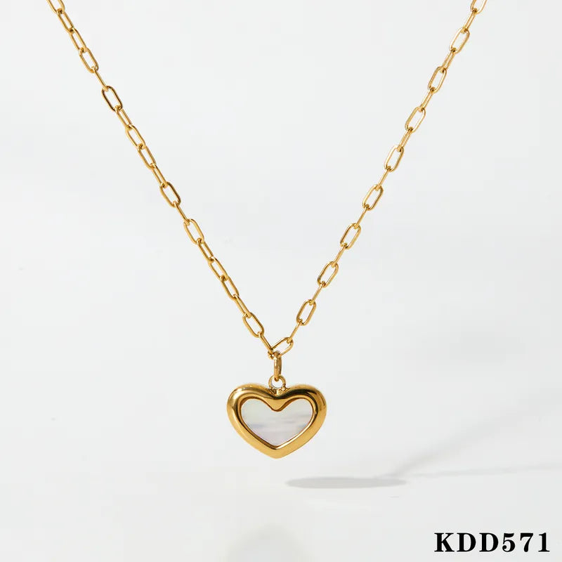 304 Stainless Steel 14K Gold Plated White Gold Plated Sweet Heart Shape Necklace