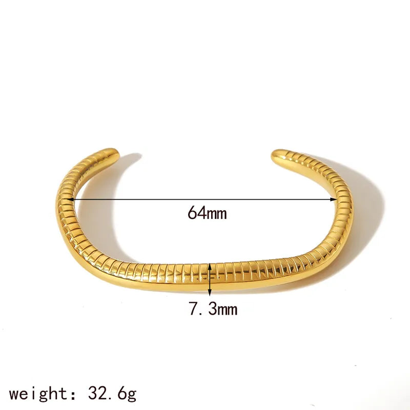 304 Stainless Steel 18K Gold Plated Basic Classic Style Plating Geometric Solid Color Bangle