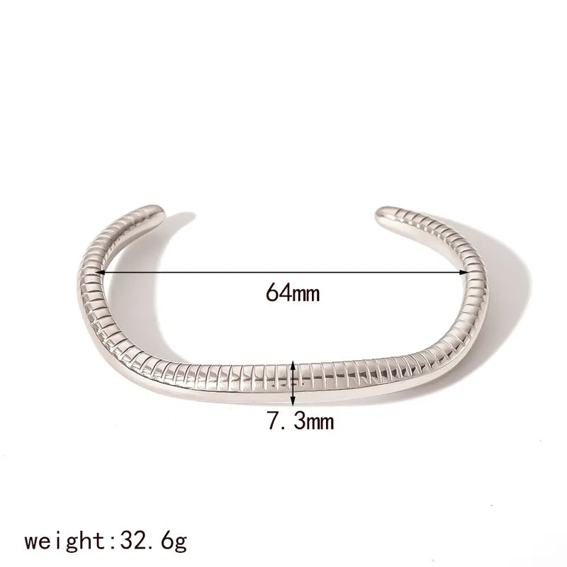 304 Stainless Steel 18K Gold Plated Basic Classic Style Plating Geometric Solid Color Bangle