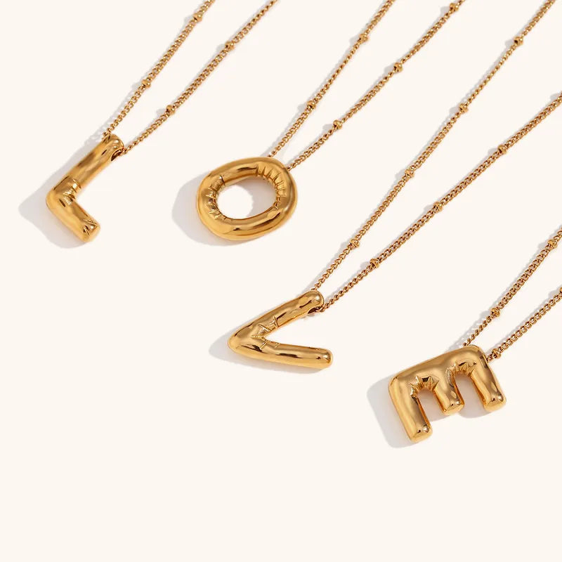 304 Stainless Steel 18K Gold Plated Casual Classic Style Plating Letter Pendant Necklace