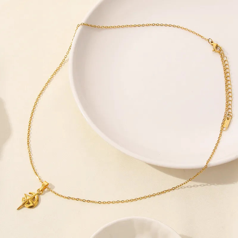 304 Stainless Steel 18K Gold Plated Casual Simple Style Plating Geometric Moon Pendant Necklace