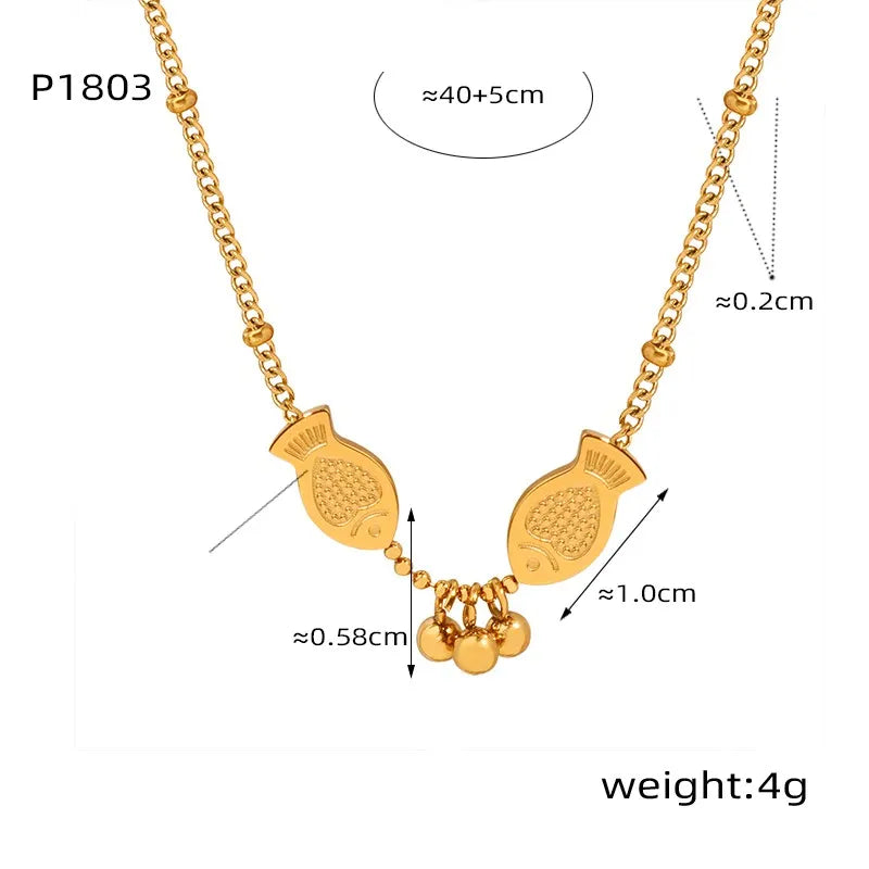 304 Stainless Steel 18K Gold Plated Casual Simple Style Plating Round Fish Pendant Necklace