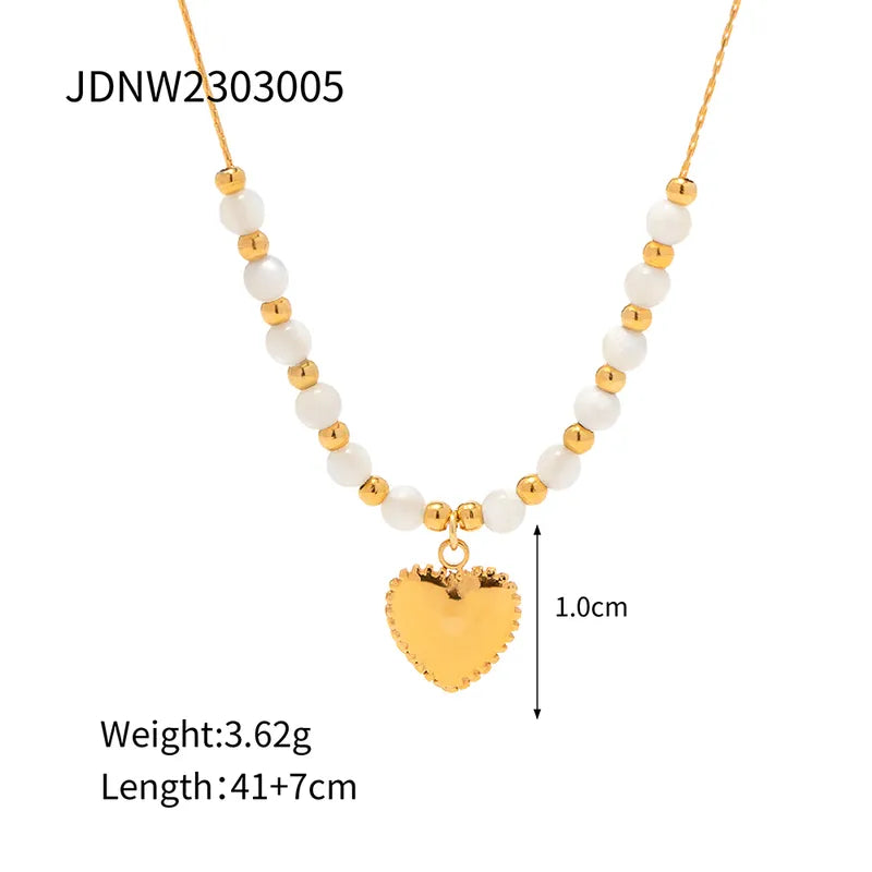 304 Stainless Steel 18K Gold Plated IG Style Basic Classic Style Plating Heart Shape Bracelets Necklace