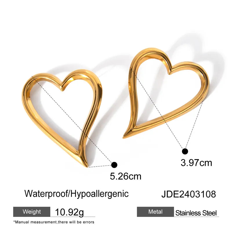 304 Stainless Steel 18K Gold Plated IG Style Basic Classic Style Plating Heart Shape Earrings Necklace