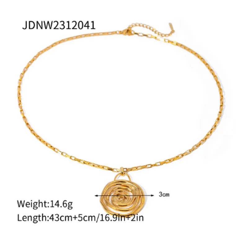 304 Stainless Steel 18K Gold Plated IG Style Basic Classic Style Spiral Pendant Necklace