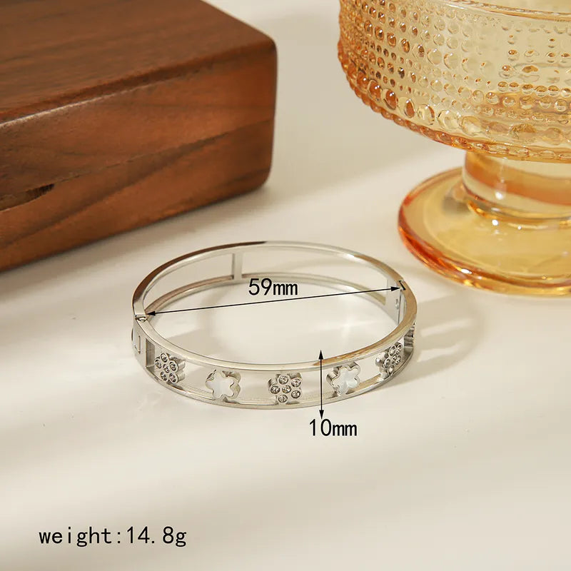 IG Style Casual Simple Style Enamel Inlay Water Droplets Flower Zircon Bangle