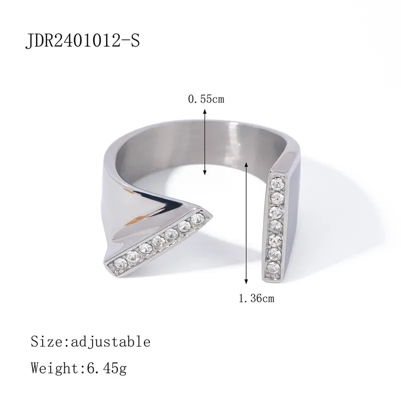 18K Gold Plated IG Style Simple Style Asymmetrical Inlay Geometric Zircon Open Rings