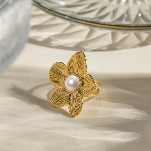 304 Stainless Steel 18K Gold Plated IG Style Simple Style Inlay Flower Turquoise Rings Earrings