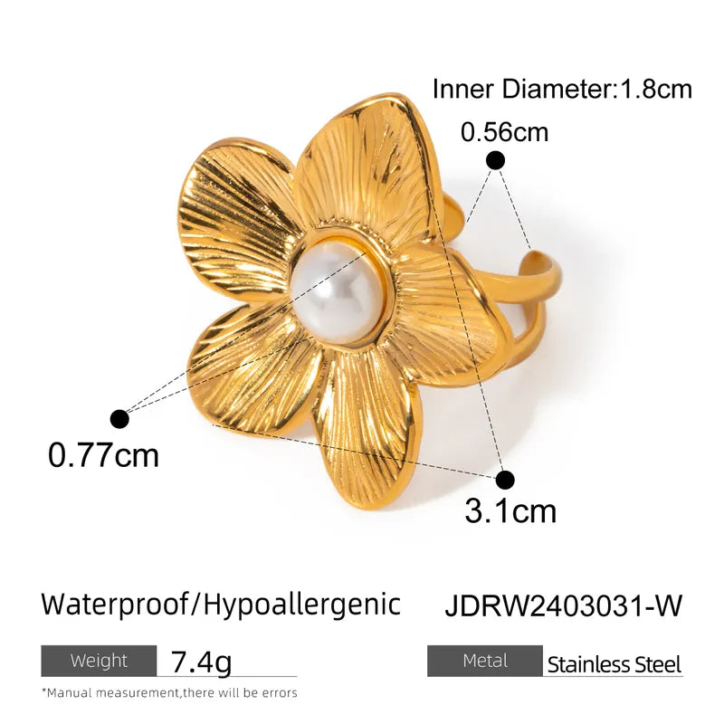 304 Stainless Steel 18K Gold Plated IG Style Simple Style Inlay Flower Turquoise Rings Earrings