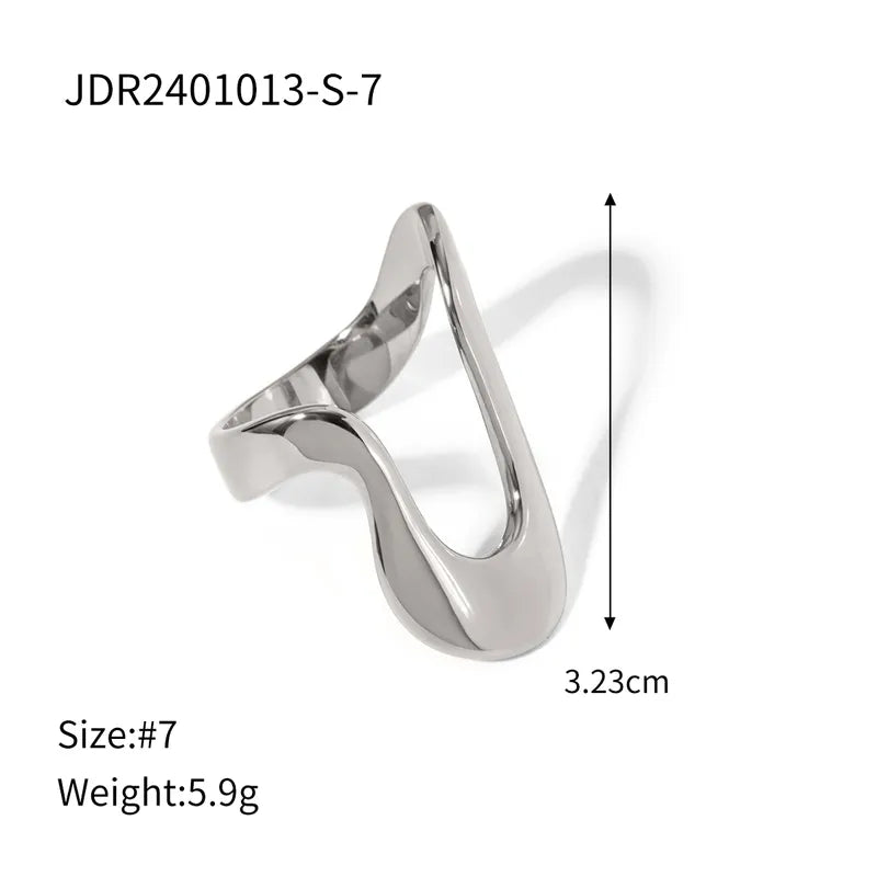 304 Stainless Steel 18K Gold Plated IG Style Simple Style Irregular Solid Color Titanium Steel Rings