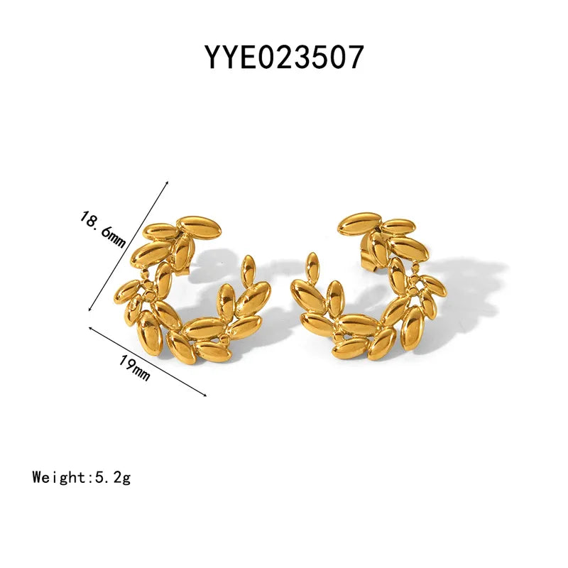 304 Stainless Steel 18K Gold Plated Simple Style Classic Style Commute Plating Grain Earrings Necklace