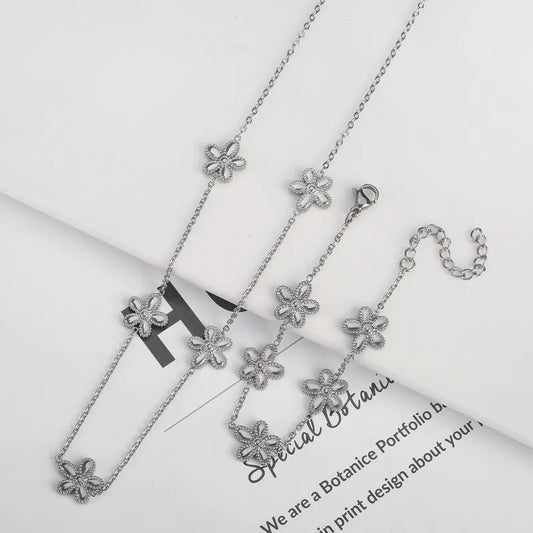 Stainless Steel 18K Gold Plated Simple Style Classic Style Plating Flower Jewelry Set