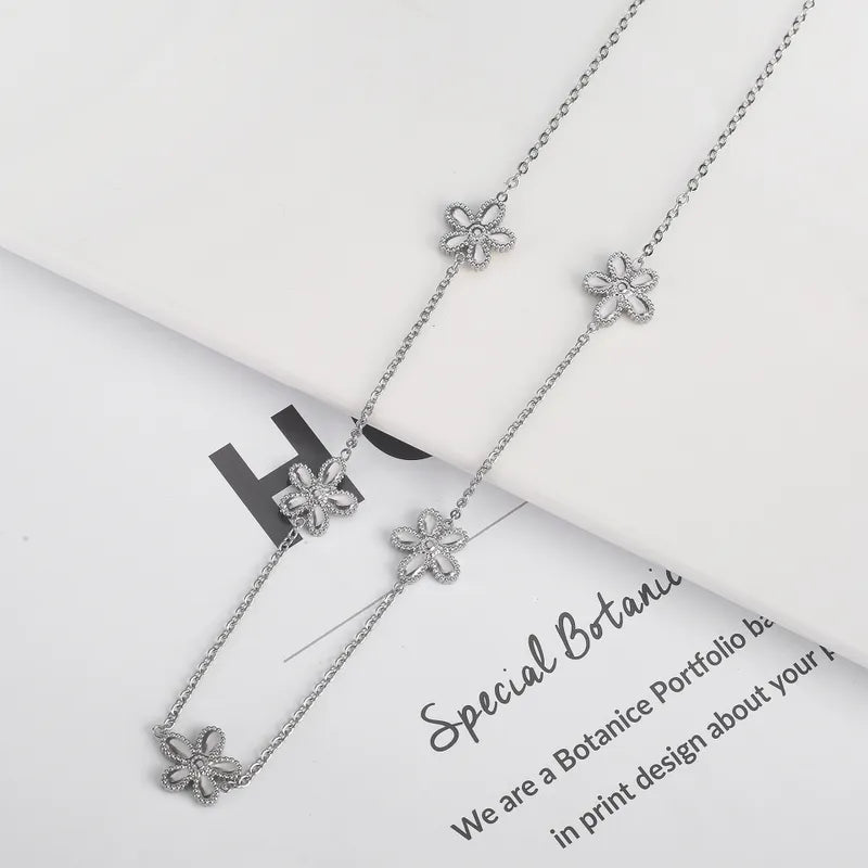 Stainless Steel 18K Gold Plated Simple Style Classic Style Plating Flower Jewelry Set