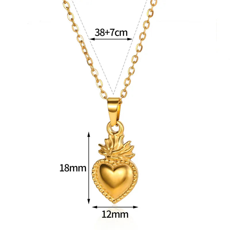 304 Stainless Steel 18K Gold Plated Simple Style Classic Style Plating Heart Shape Pendant Necklace