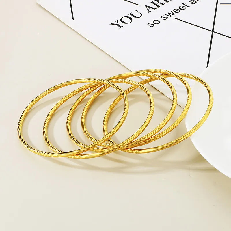 304 Stainless Steel 18K Gold Plated Simple Style Classic Style Plating Solid Color Bangle