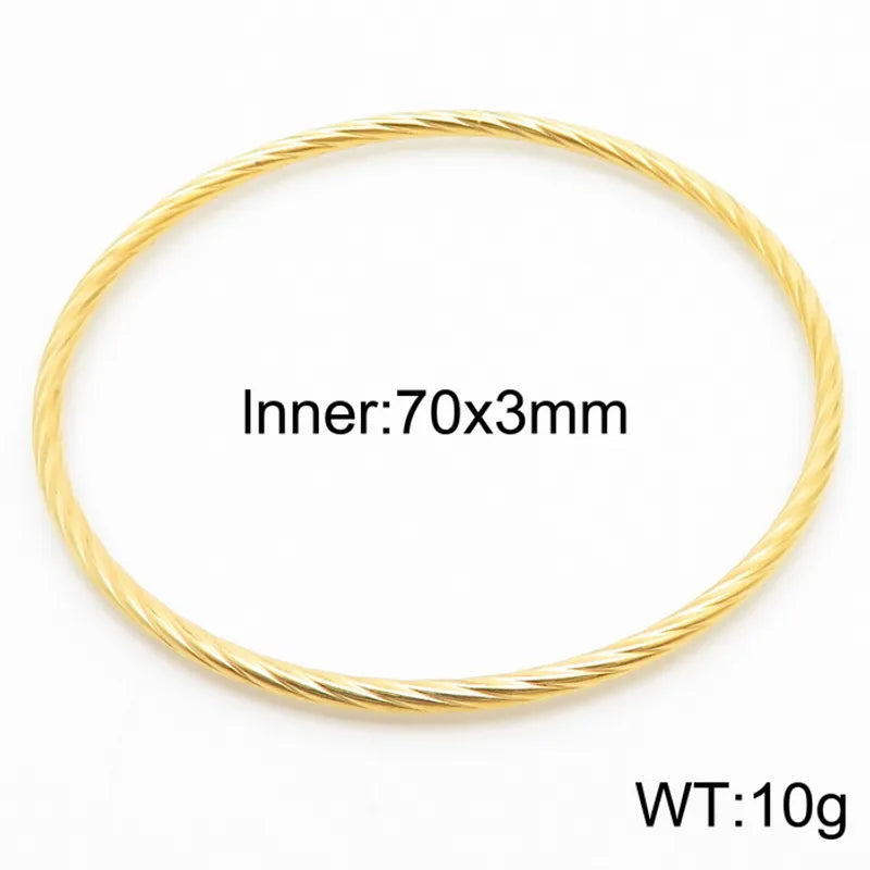 304 Stainless Steel 18K Gold Plated Simple Style Classic Style Plating Solid Color Bangle