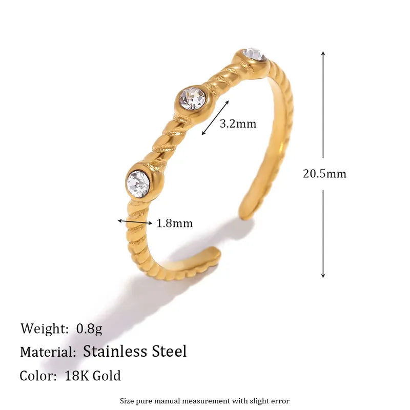 304 Stainless Steel 18K Gold Plated Simple Style Classic Style Plating Solid Color Rings