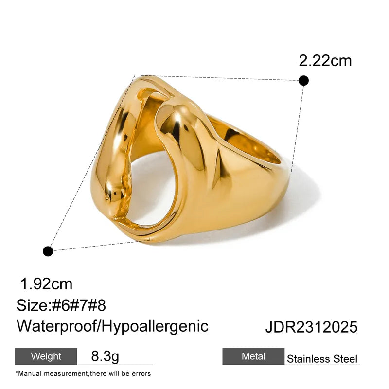 304 Stainless Steel 18K Gold Plated Simple Style Classic Style Plating Solid Color Rings