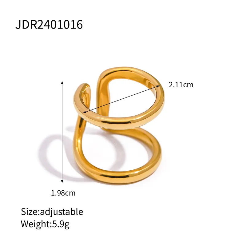 304 Stainless Steel 18K Gold Plated Simple Style Classic Style Plating Solid Color Rings