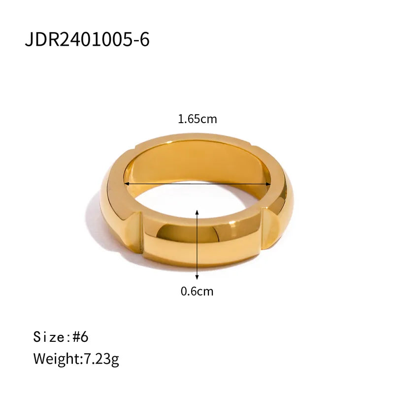 304 Stainless Steel 18K Gold Plated Simple Style Classic Style Plating Solid Color Rings