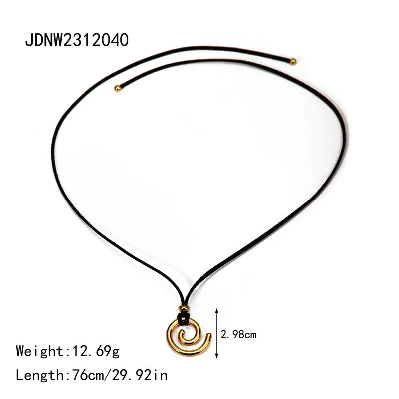 304 Stainless Steel 18K Gold Plated Simple Style Classic Style Plating Spiral Pendant Necklace