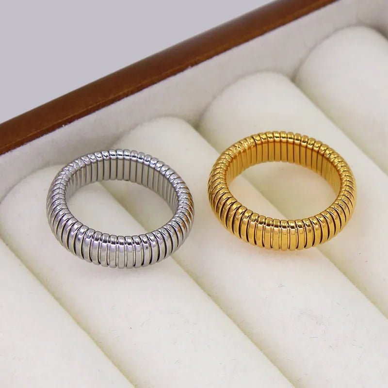 304 Stainless Steel 18K Gold Plated Vintage Style Geometric Rings