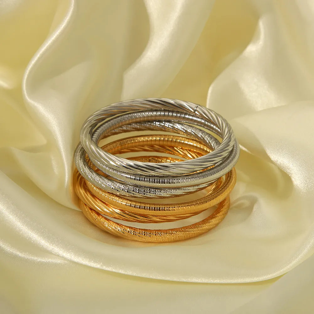 304 Stainless Steel 18K Gold Plated Vintage Style Polishing Twist Bangle