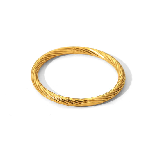 304 Stainless Steel 18K Gold Plated Vintage Style Polishing Twist Bangle