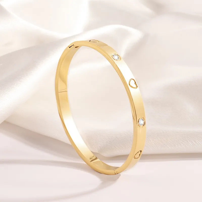 304 Stainless Steel Elegant Cross Heart Shape Flower Bangle