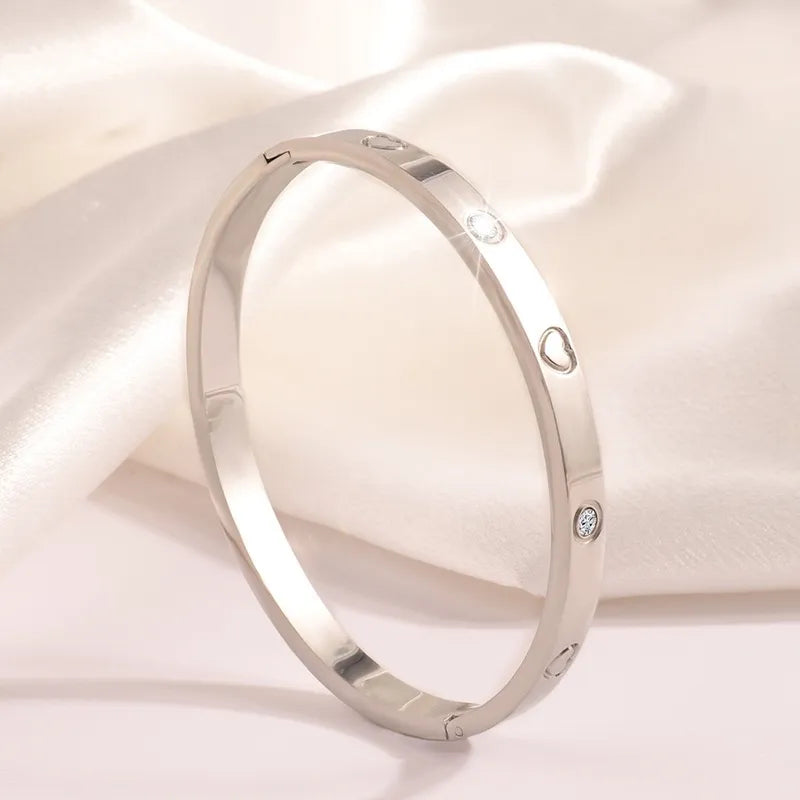 304 Stainless Steel Elegant Cross Heart Shape Flower Bangle