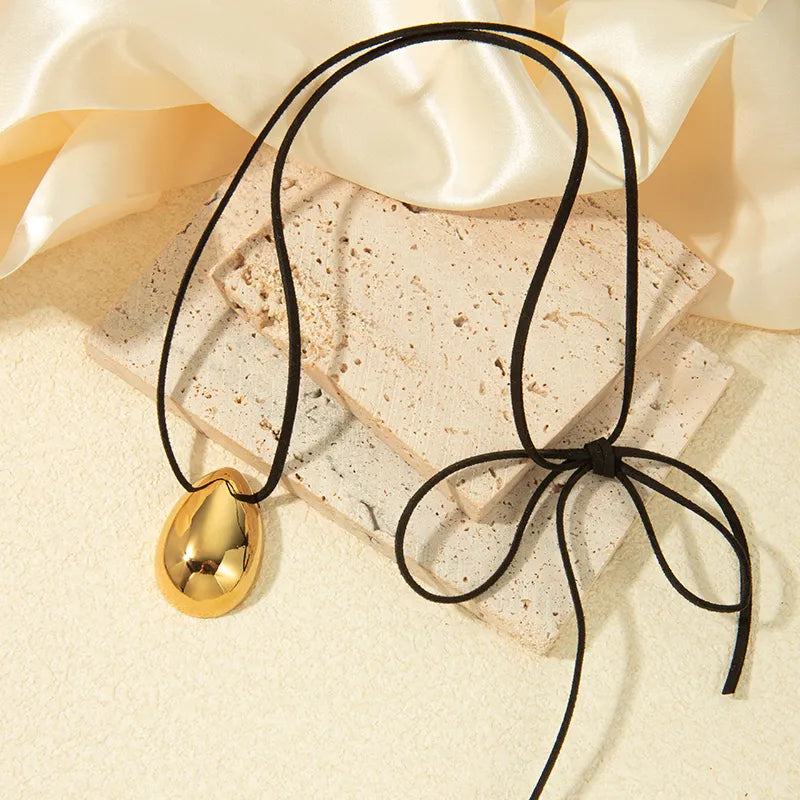 v304 Stainless Steel Gold Plated Simple Style Commute Plating Water Droplets Pendant Necklace