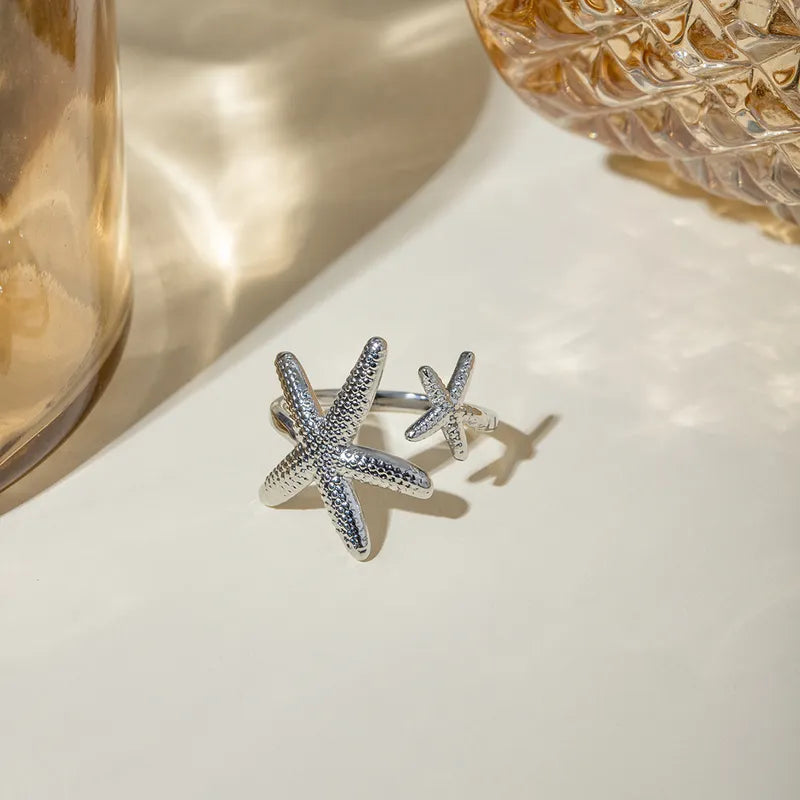 304 Stainless Steel IG Style Modern Style Classic Style Plating Starfish Open Rings